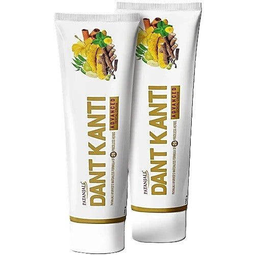 Patanjali Dant Kanti Advanced Dental Cream with Herbal Formula for Strong Teeth, 100 g (Pack of 2)