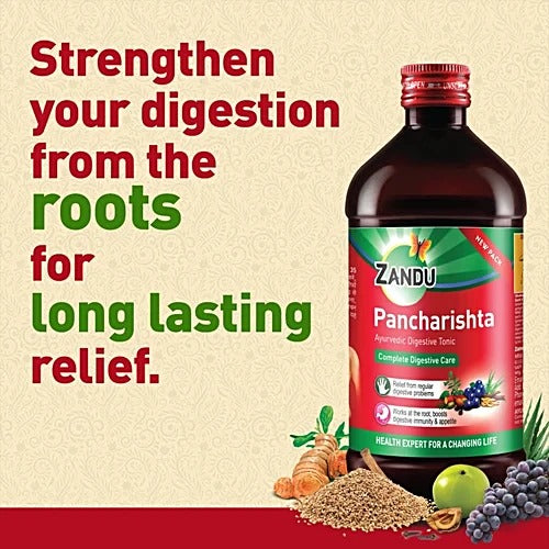 Zandu Pancharishta Ayurvedic Tonic - For Digestion, Acidity, Constipation & Gas Relief, 450 ml