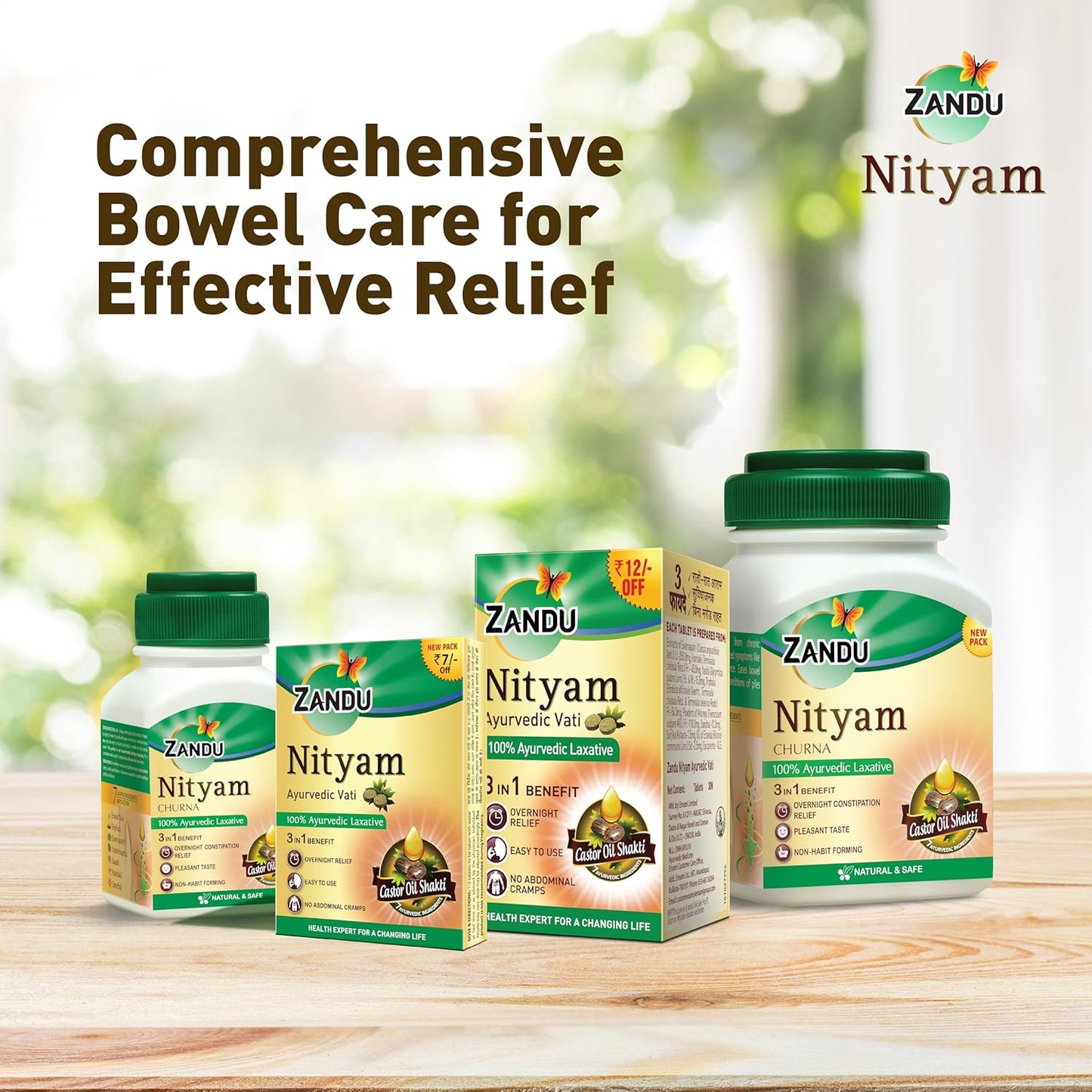 Zandu Nityam Ayurvedic Vati Laxative Tablets - 3 In 1 Benefit, Overnight Relief, No Abdominal Cramps, 30 pcs