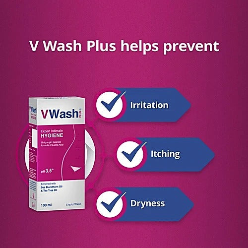 VWash Plus Expert Intimate Hygiene Wash for Women with PH 3.5, 100 ml