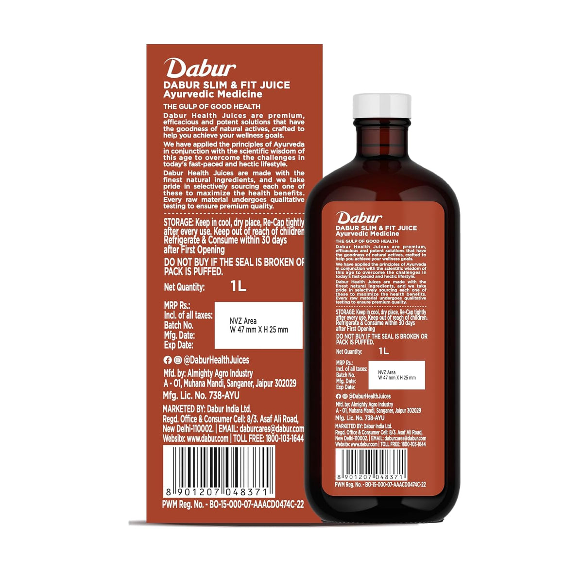Dabur Slim & Fit Juice, 100% Natural & Ayurvedic - 1L
