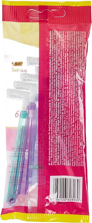 Bic Twin Lady Sensitive Disposable Shaving Razors For Women, 6 Pack