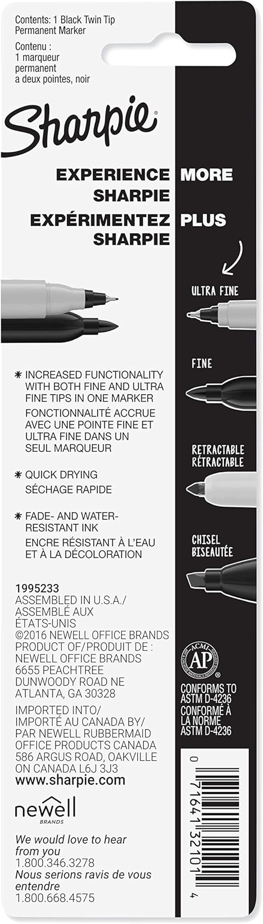 Sharpie Twin Single Tip Marker Black 1 Pack