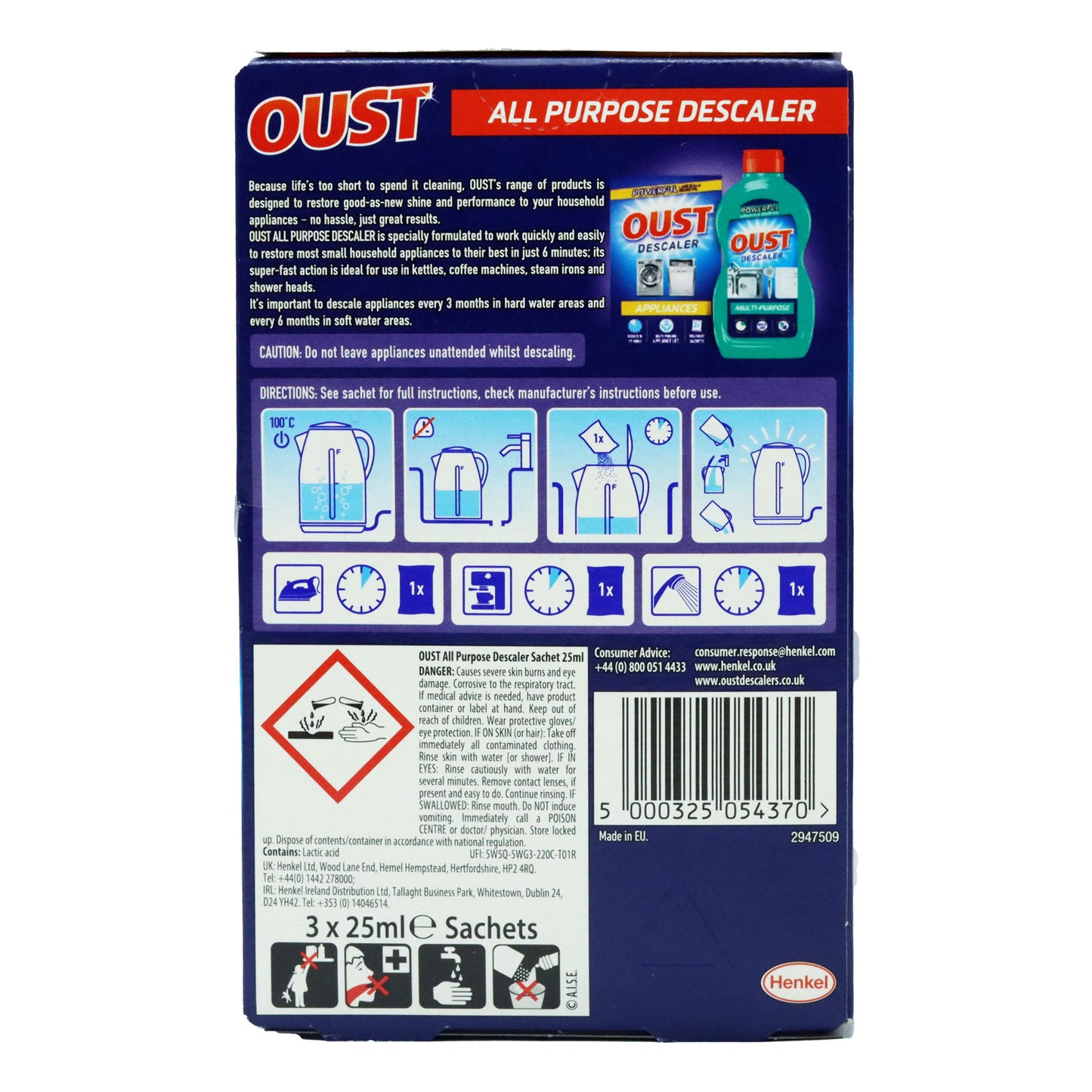 Oust All Purpose Descaler Sachets 3x25ml