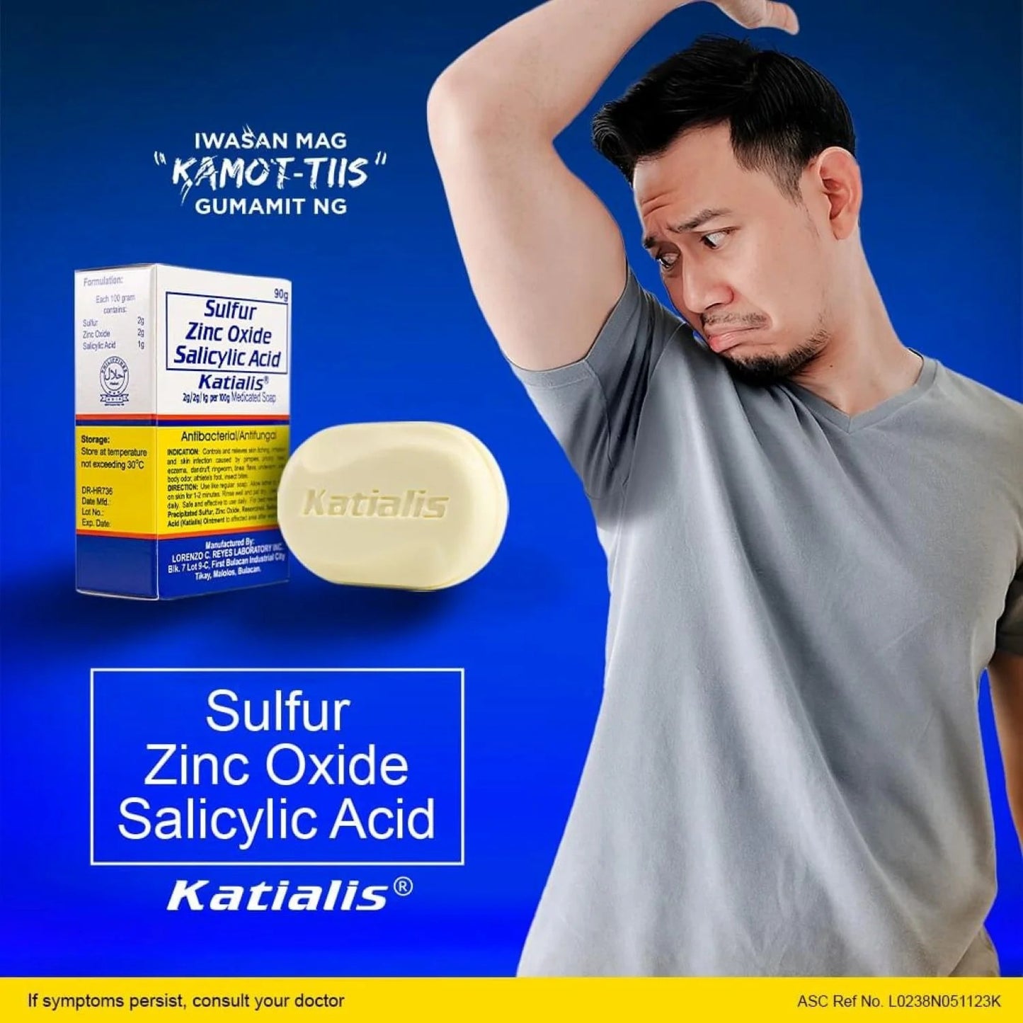 Katialis Soap Sulfur Zinc Oxide Salicylic Acid Anti Fungal Anti Bacterial Soap 90gm