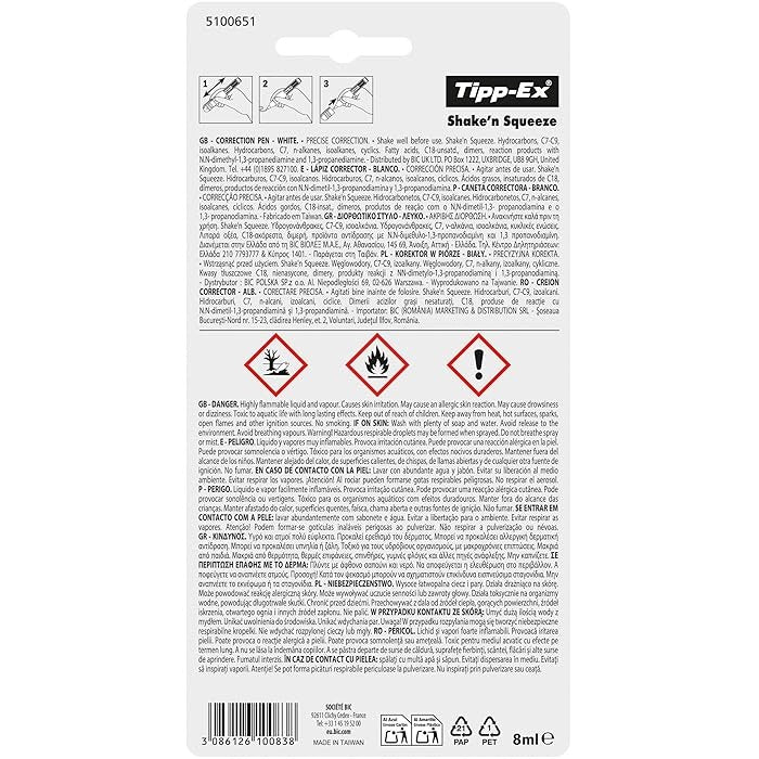 BIC Tipp-Ex Shake'n Squeeze Correction Pens - Pack of 2+1
