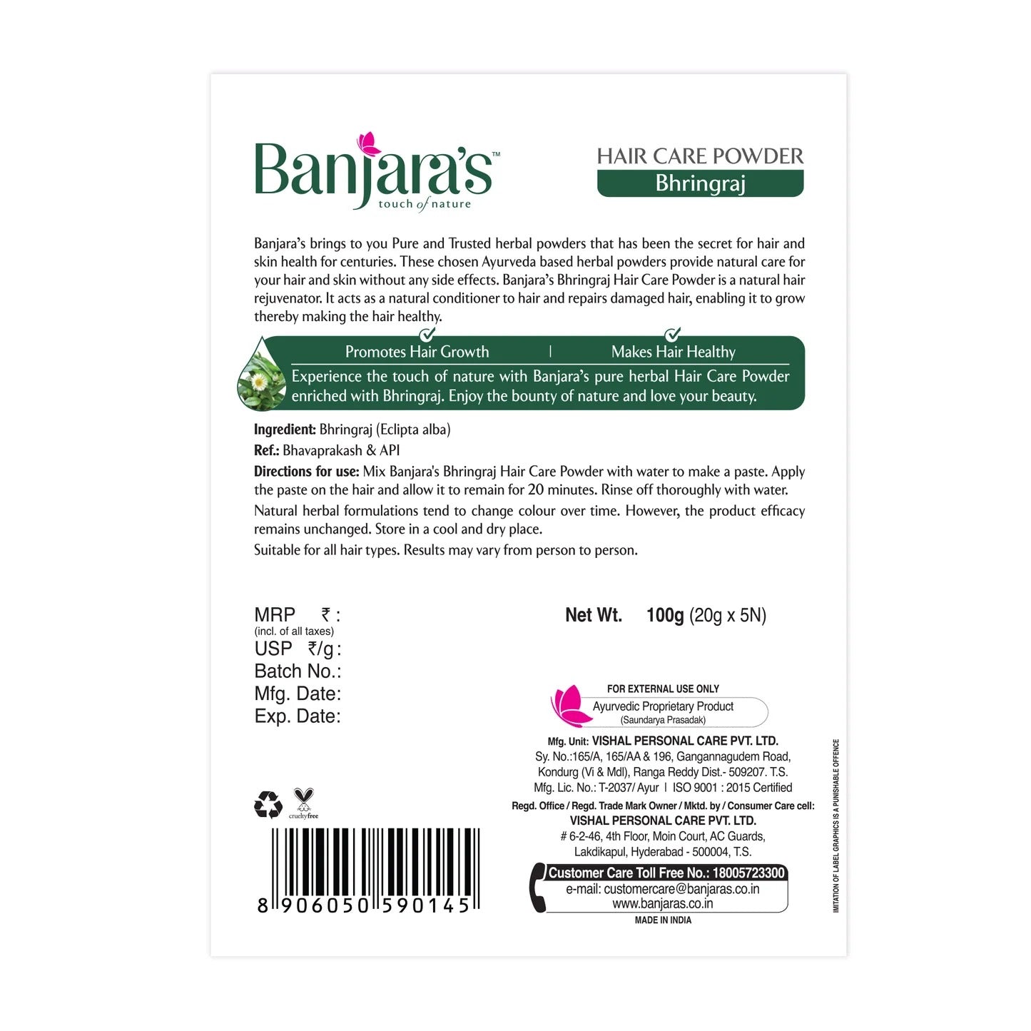 Banjara's Bhringaraj Hair Care Powder - 100g