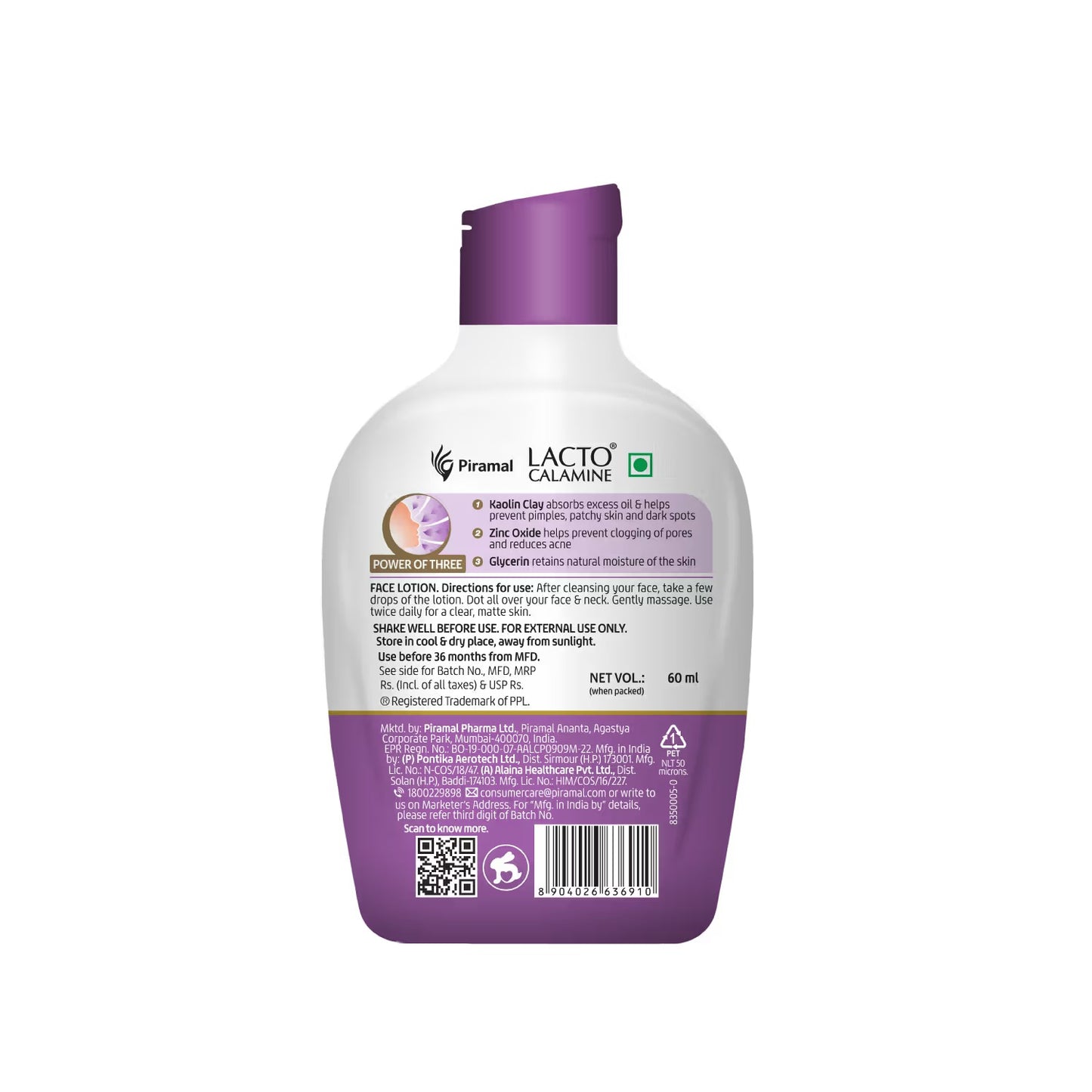 Lacto Calamine Face Lotion With Kaolin Clay & Glycerin Extracts For Oily Skin 120ml