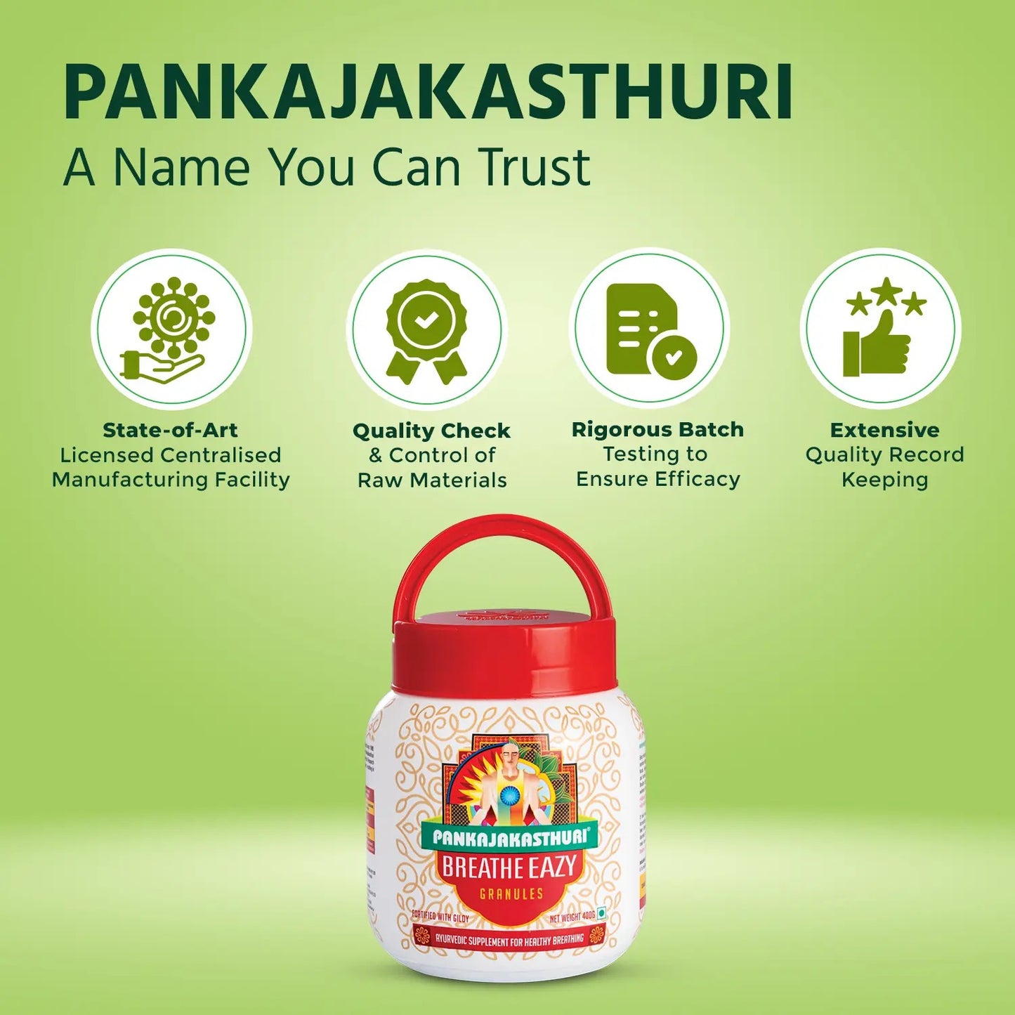 Pankajakasthuri Ayurvedic Breathe Eazy Granules – 400 gms.