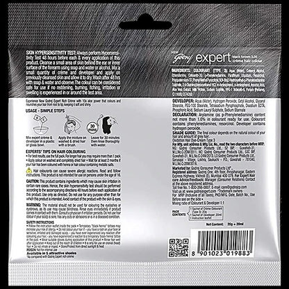 Godrej Expert Rich Creme Hair Colour - Single Use, Long Lasting, 100% Grey Coverage (20 g + 20 ml), 1 pc Shade 3 Black Brown