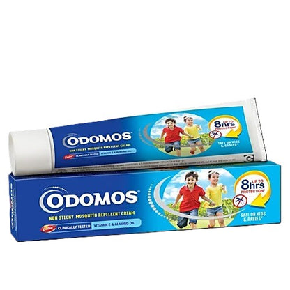 Odomos Cream - Non-Sticky Mosquito Repellent With Vitamin E & Almond, 100 g Tube