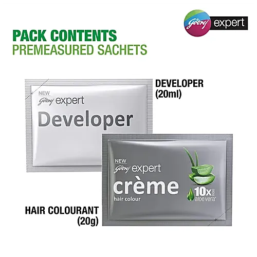 Godrej Expert Rich Creme Hair Colour - Single Use, Long Lasting, 100% Grey Coverage (20 g + 20 ml), 1 pc Shade 3 Black Brown