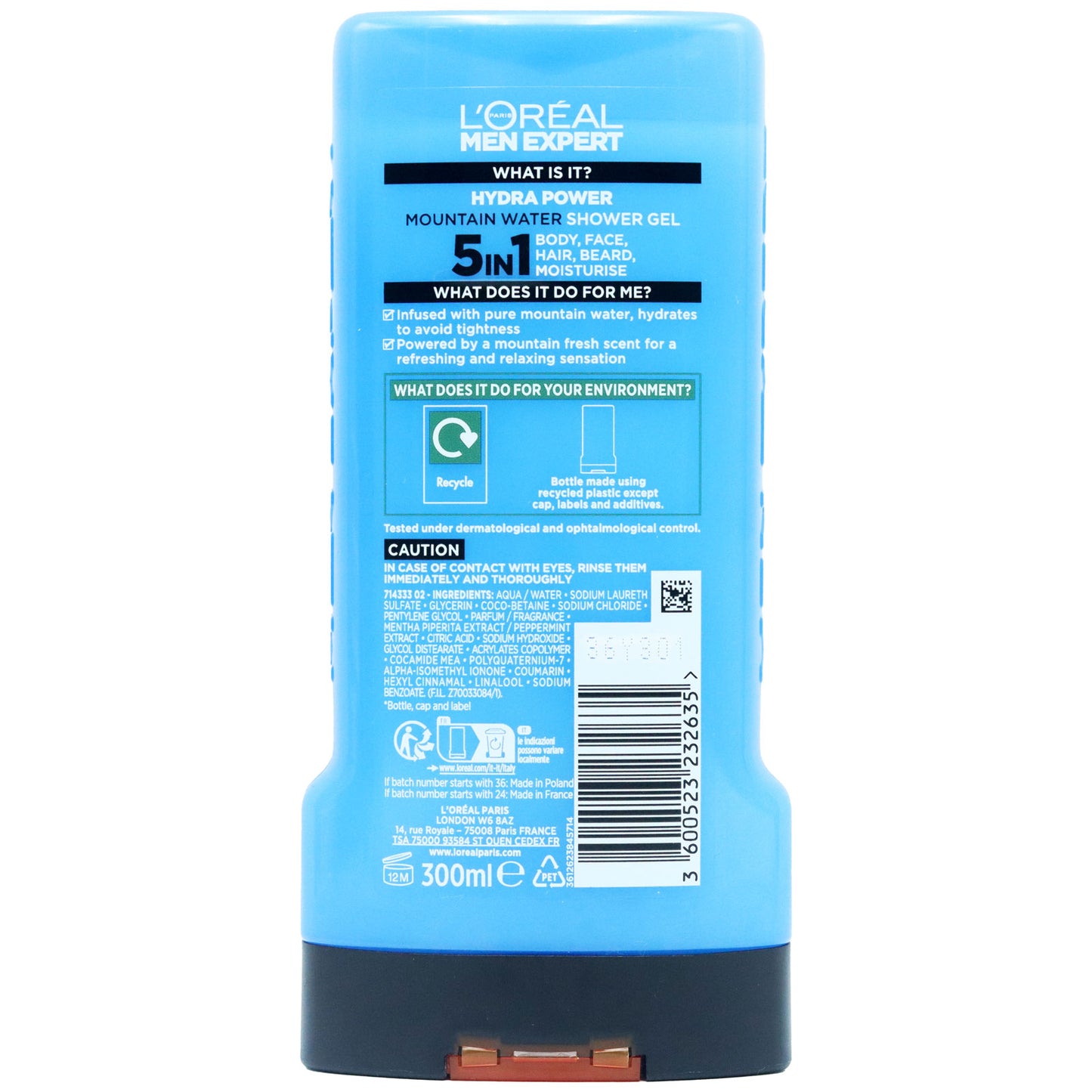 Loreal Men Expert Hydra Power Mountain Water 3 in 1 Shower Gel 300ml