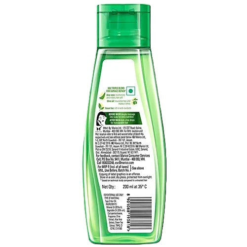 Hair & Care Triple Blend Non-sticky Hair Oil - For Damage Repair, Aloe Vera, Olive Oil & Green Tea, Classic Fragrance, 200 ml