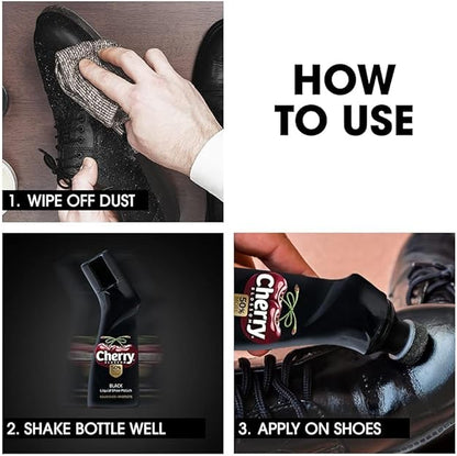 Cherry Blossom Liquid Shoe Polish - Black, 75 ml