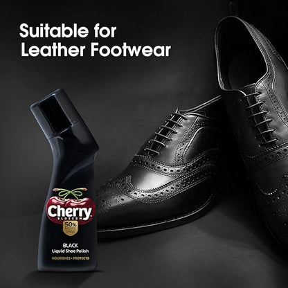 Cherry Blossom Liquid Shoe Polish - Black, 75 ml