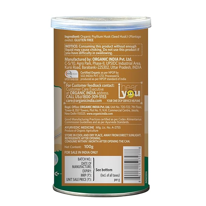 Organic India Psyllium Whole Husk Isabgol 100g