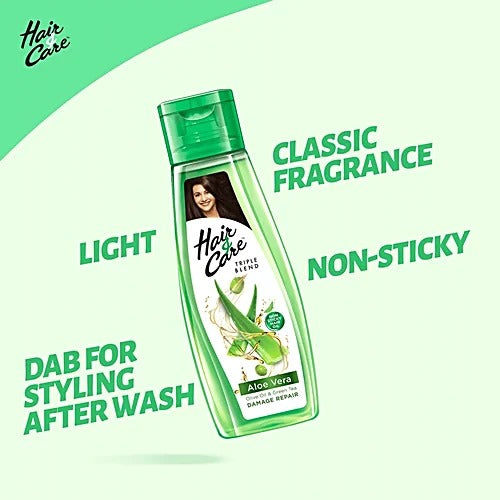 Hair & Care Triple Blend Non-sticky Hair Oil - For Damage Repair, Aloe Vera, Olive Oil & Green Tea, Classic Fragrance, 200 ml