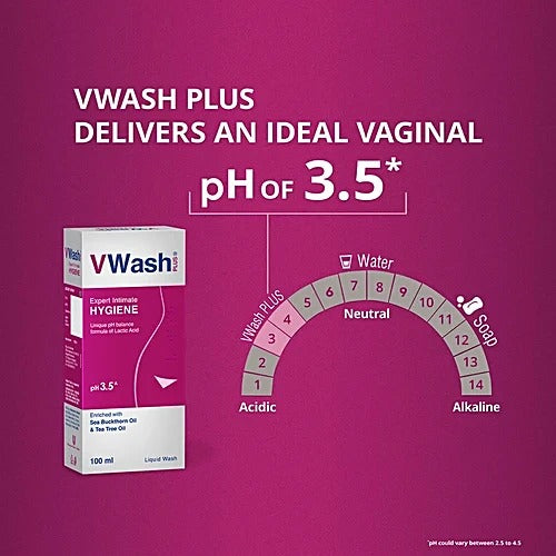 VWash Plus Expert Intimate Hygiene Wash for Women with PH 3.5, 100 ml