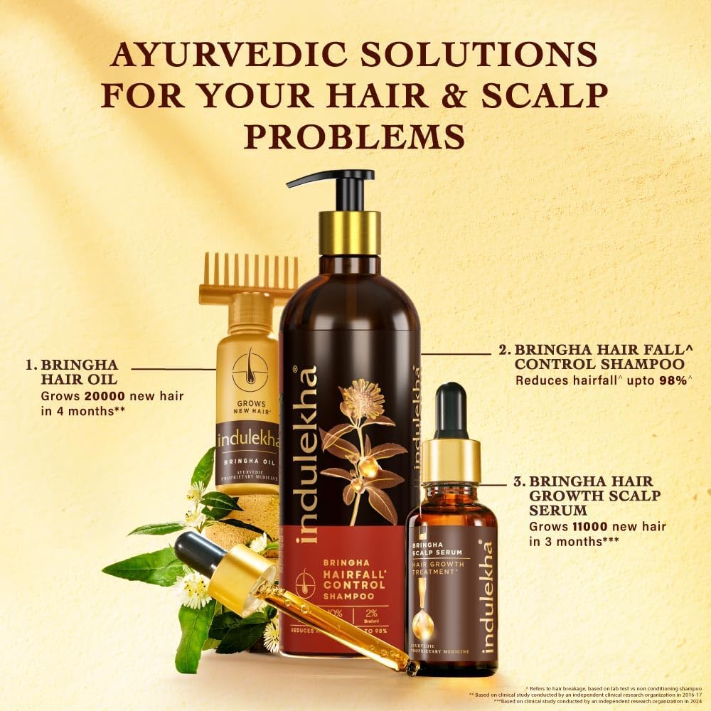 Indulekha Bringha Shampoo, Proprietary Ayurvedic Medicine for Hair Fall, 340ml