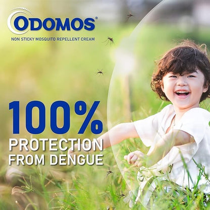 Odomos Cream - Non-Sticky Mosquito Repellent With Vitamin E & Almond, 100 g Tube