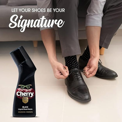 Cherry Blossom Liquid Shoe Polish - Black, 75 ml