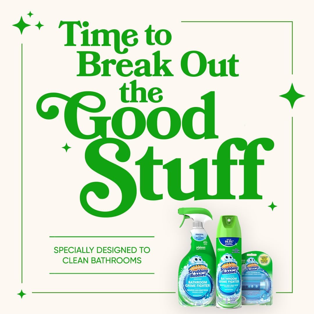Scrubbing Bubbles Bathroom Cleaner Disinfectant Spray Grime Fighter Aerosol - Rainshower - 20oz