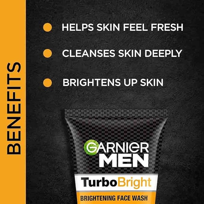Garnier Men Tubro Bright Face Wash - Removes Impurities, 100 g