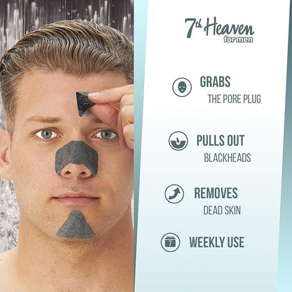 7th Heaven Men's Charcoal & Tea Tree Blackhead T-Zone Strips 9s