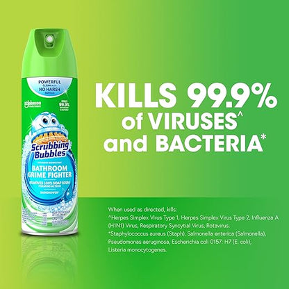 Scrubbing Bubbles Bathroom Cleaner Disinfectant Spray Grime Fighter Aerosol - Rainshower - 20oz