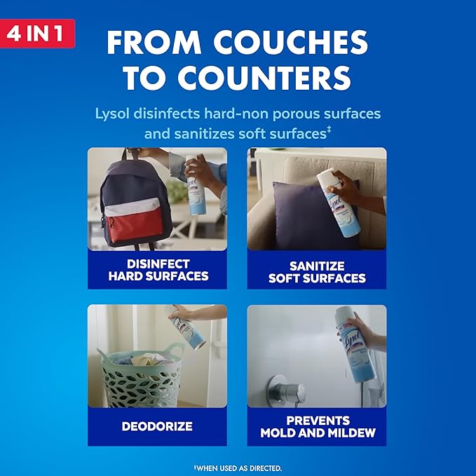 Lysol Disinfectant Spray for Sanitizing Antibacterial Disinfecting, Crisp Linen, 12.5 fl oz