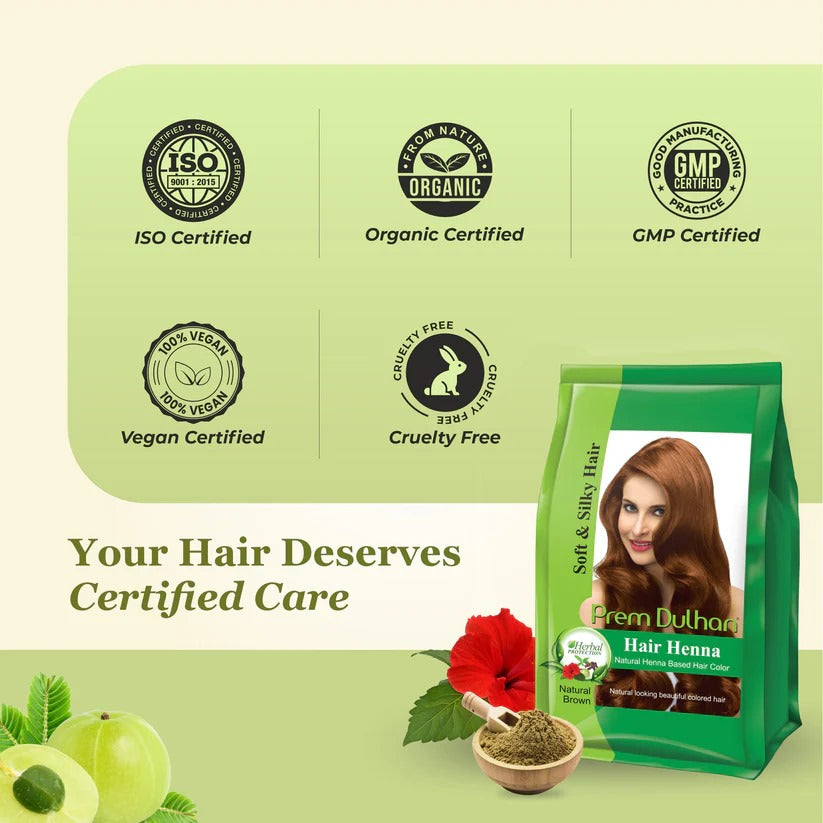 Prem Dulhan Hair Henna Natural Henna Based Hair Color, Natural Brown, 125gm