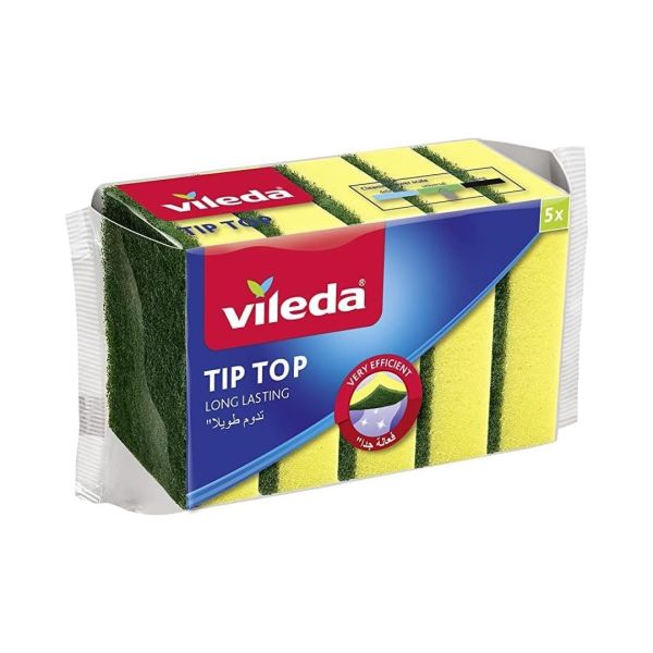 Vileda Tip Top Dish Washing Medium Foam Sponge Scourer 5 Pieces