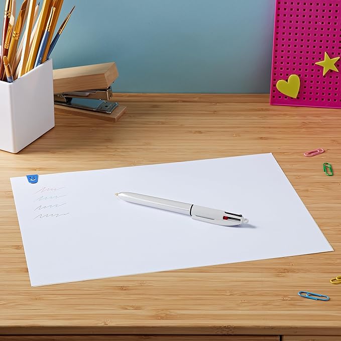 BIC 4 Colours Shine Retractable Ballpoint Pens with Medium Point, Pack of 1