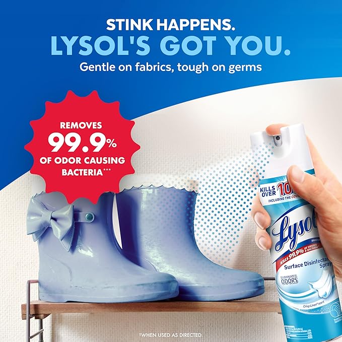 Lysol Disinfectant Spray for Sanitizing Antibacterial Disinfecting, Crisp Linen, 12.5 fl oz