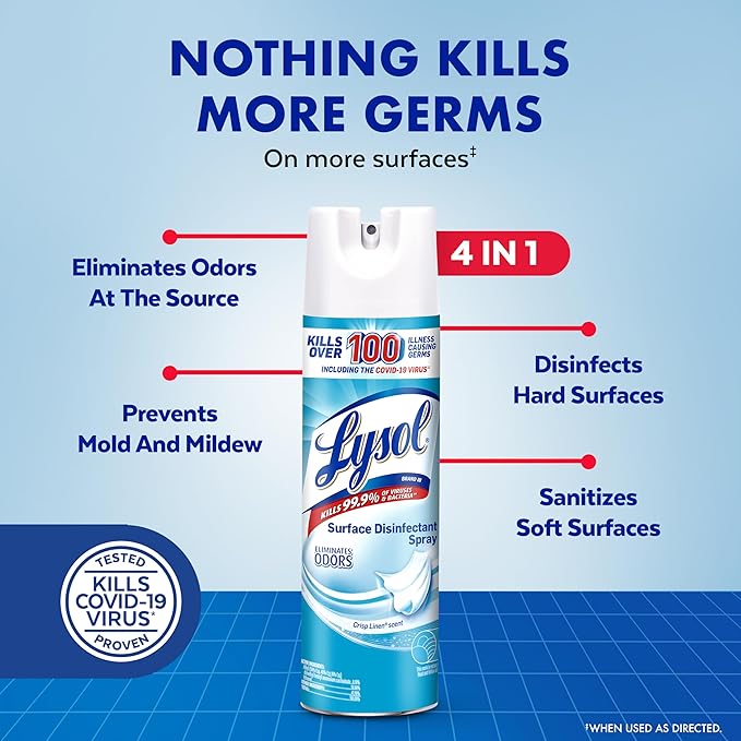 Lysol Disinfectant Spray for Sanitizing Antibacterial Disinfecting, Crisp Linen, 12.5 fl oz