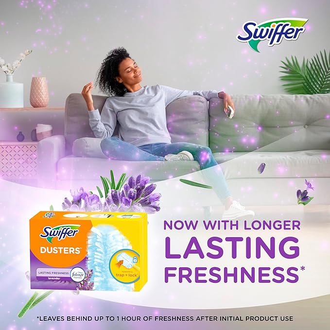 Swiffer Refill Dusters, DustLock Fiber, Light Blue, Lavender Vanilla Scent,10/Box