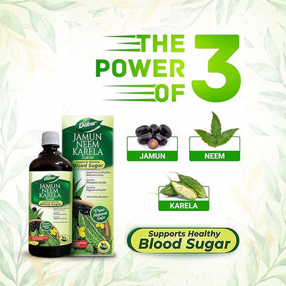Dabur Jamun Neem Karela Juice 100% Ayurvedic - 1 Litre