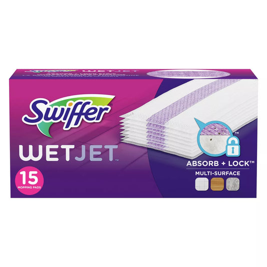 Swiffer WetJet System Refill Cloths, 11.3" x 5.4", White, 15/Box