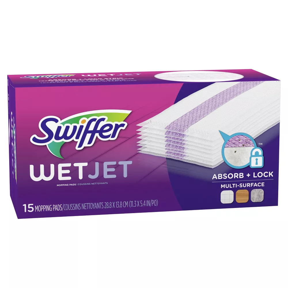 Swiffer WetJet System Refill Cloths, 11.3" x 5.4", White, 15/Box