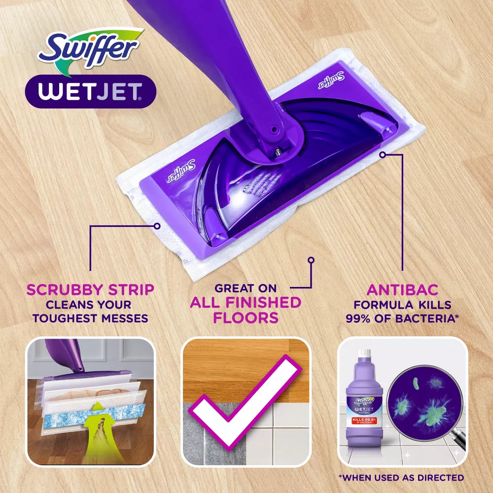 Swiffer WetJet System Refill Cloths, 11.3" x 5.4", White, 15/Box