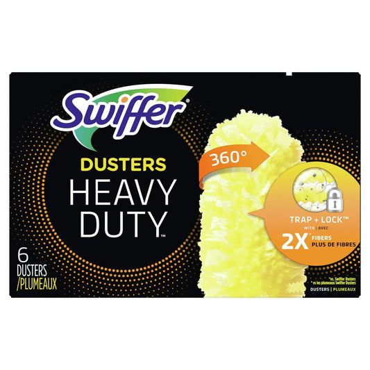 Swiffer Heavy Duty Dusters Refill, Dust Lock Fiber, Yellow, 6/Box