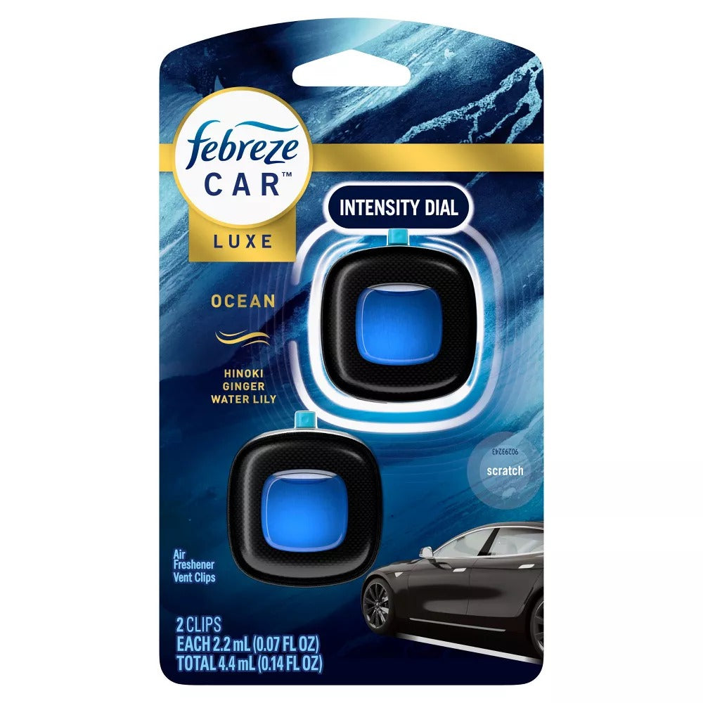 Febreze Car Air Freshener Vent Clip - Ocean Scent - 0.14 fl oz/2pk