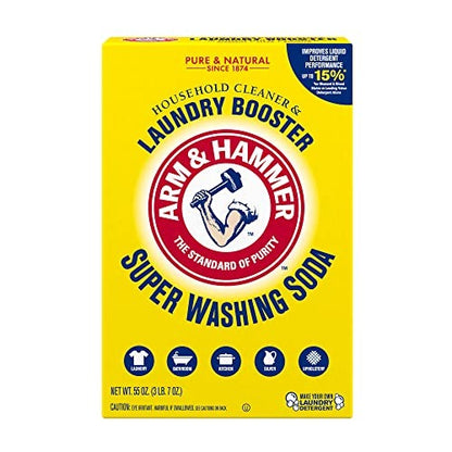 ARM & HAMMER Super Washing Soda Household Cleaner and Laundry Booster, 55 oz Box