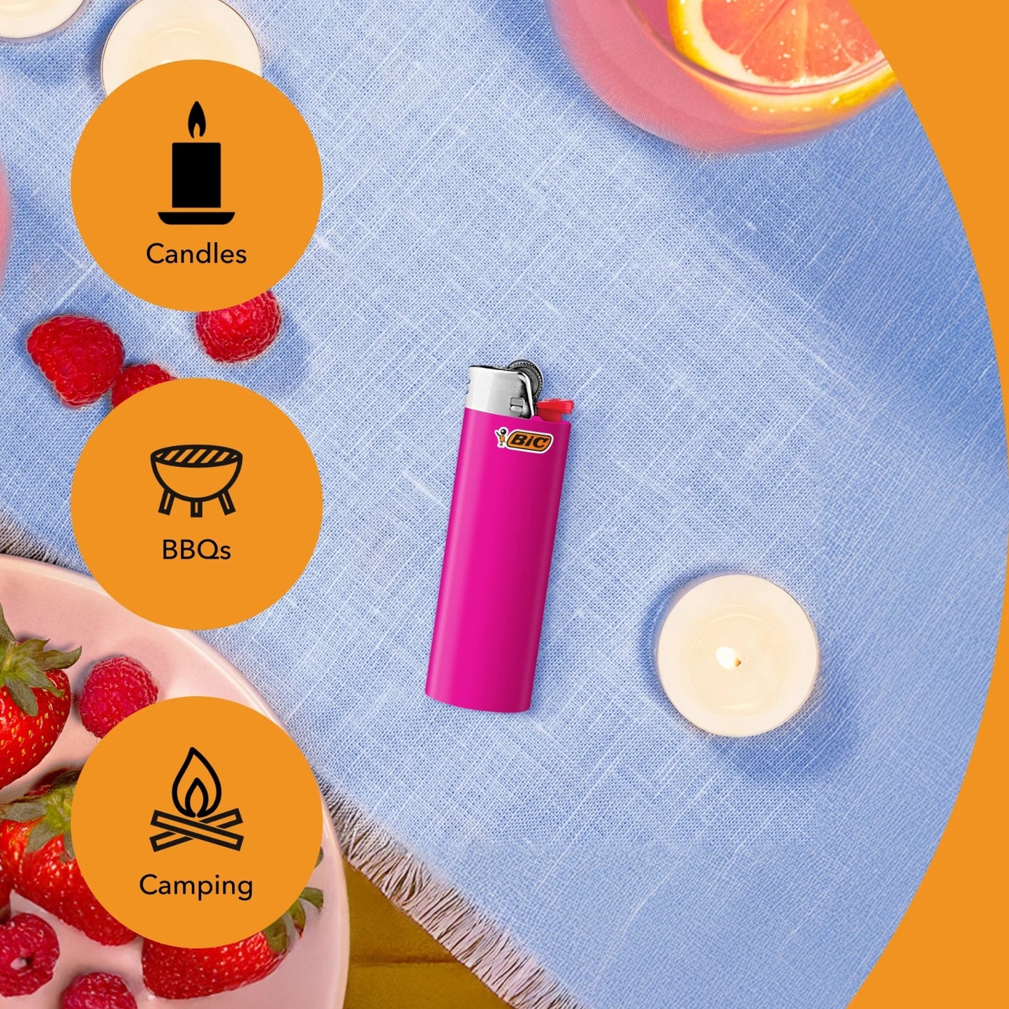 BIC Classic Maxi Pocket Lighters, Assorted Colors, 50-Count Tray