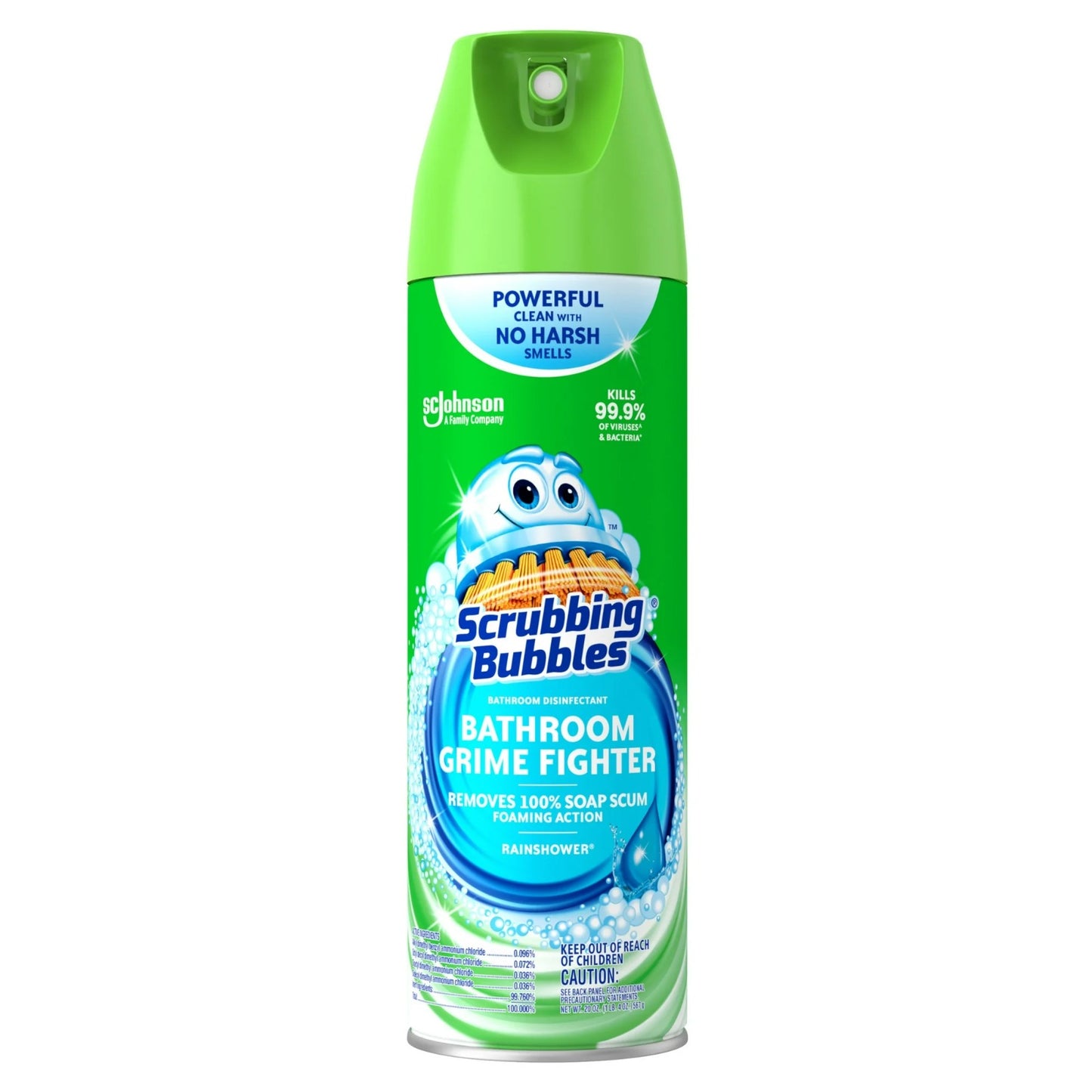 Scrubbing Bubbles Bathroom Cleaner Disinfectant Spray Grime Fighter Aerosol - Rainshower - 20oz