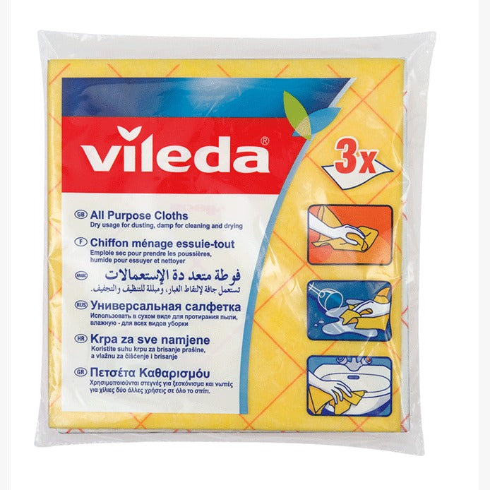Vileda Yellow All-Purpose Cloth 3 Pcs