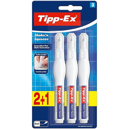 BIC Tipp-Ex Shake'n Squeeze Correction Pens - Pack of 2+1