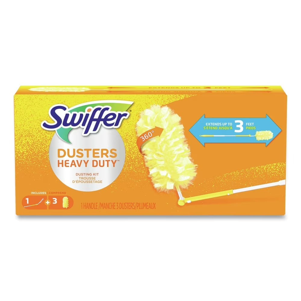 Swiffer Dusters Heavy Duty Extendable Handle Starter Kit (1 Handle, 3 Dusters)