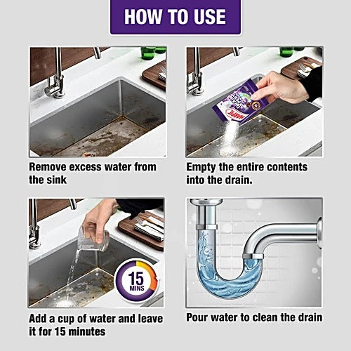 Harpic Drain Xpert Cleaning Powder, 360 g (8 x 45 g)